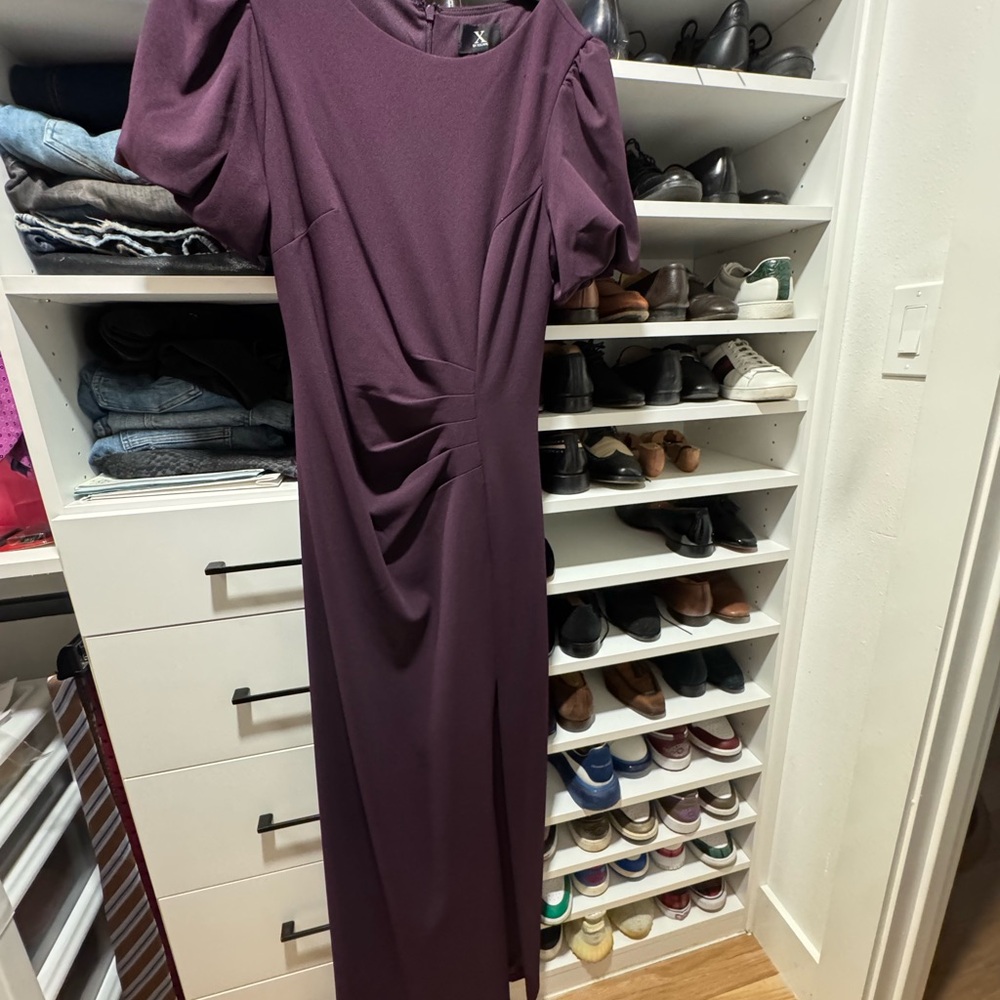 Xscape Long Sleeve Purple Dress
